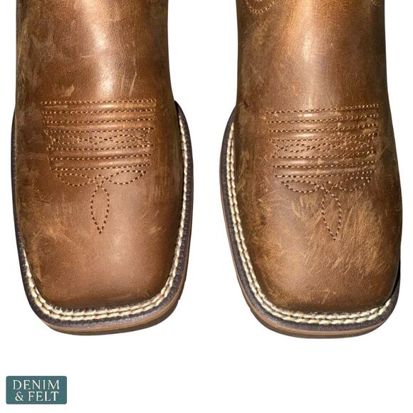 Ariat Hybrid Rancher Brown Leather Wide Square Toe Cowboy Boots Women’s 7B NEW - Picture 7 of 14